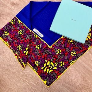 Rare silk Tiffany & Co floral scarf in box